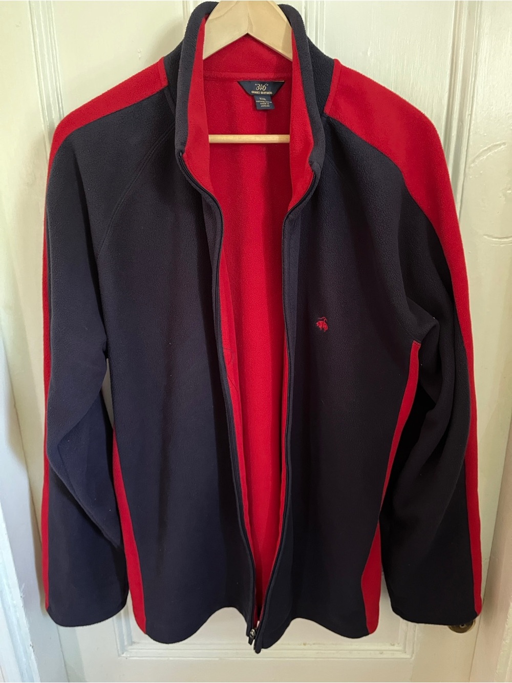 Brooks Brothers Navy and Red Full-Zip Fleece Jacket